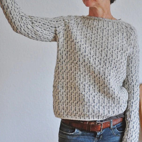Wiktoria | Elegancki Szary Sweter z Dekoltem Łódka