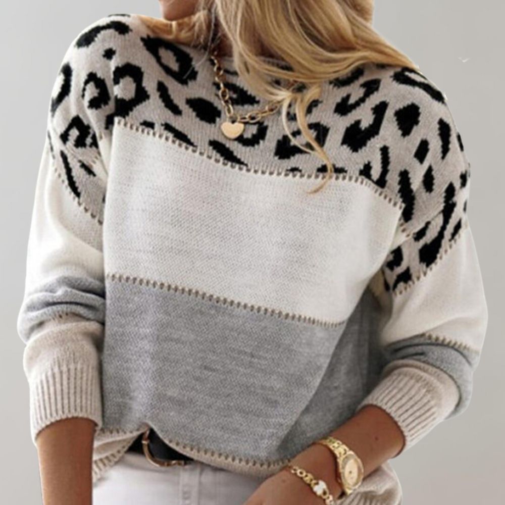 Cheyenne | Sweter Casual z Wzorem Lamparta