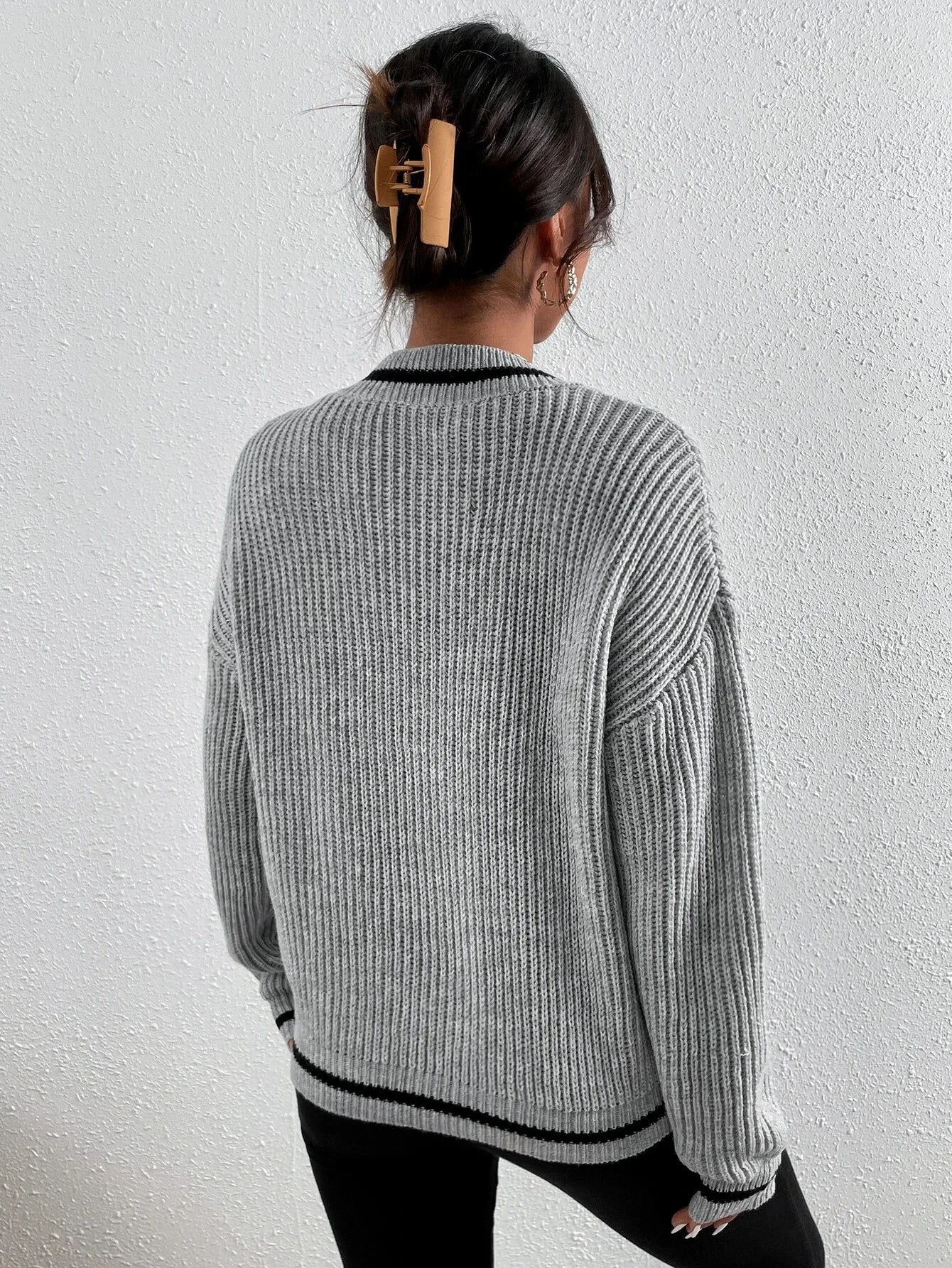 Marina | Sweter w paski z dzianiny waflowej