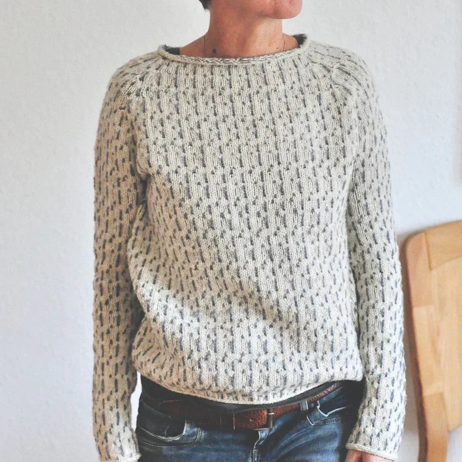 Wiktoria | Elegancki Szary Sweter z Dekoltem Łódka