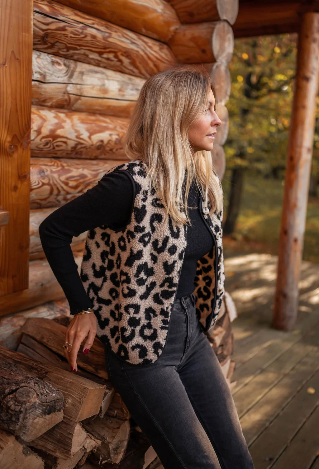 Astrid | Kamizelka dzianinowa w leopardzie