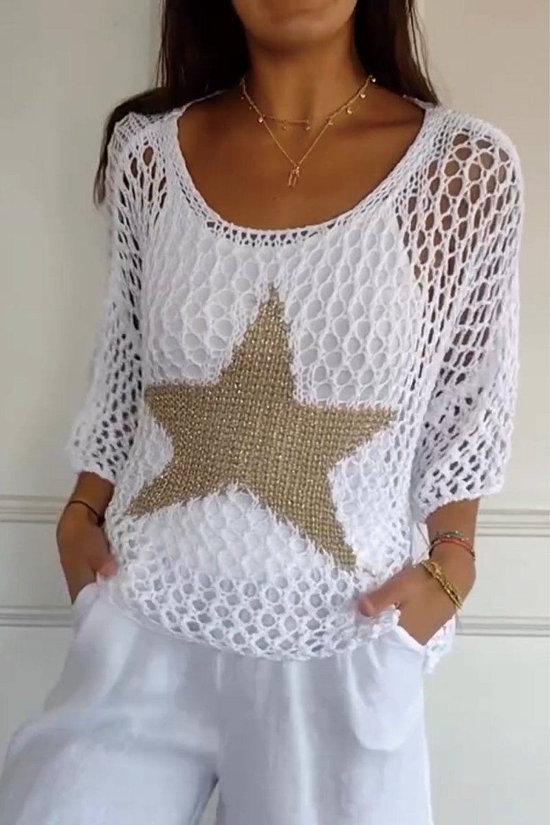 Larissa | Elegancki Sweter Dzianinowy z Gwiazdą